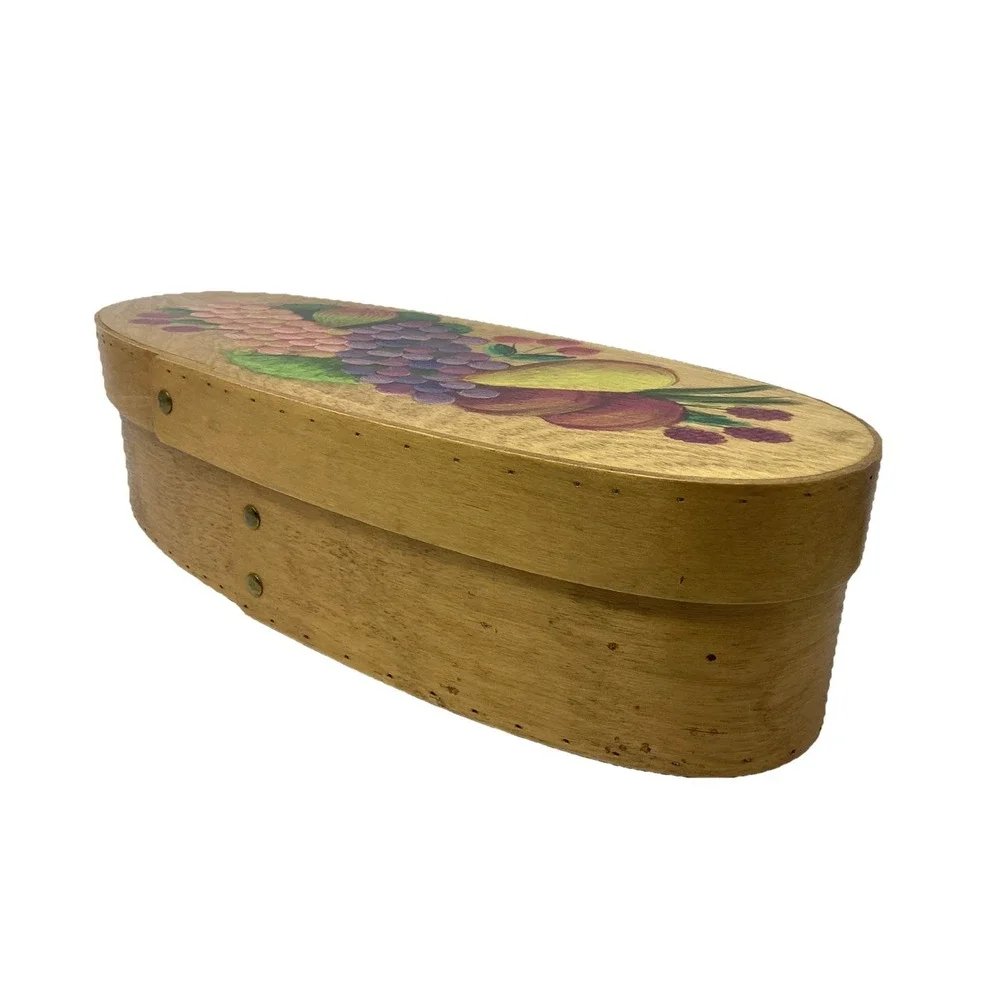 Vtg Handpainted Fruit Wooden Oval 16